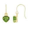 Glistening Jewels 10k Gold 5mm Heart Shape Peridot Drop Earrings In Green