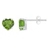 Glistening Jewels 10k Gold 5mm Heart Shape Peridot Stud Earrings In Brown