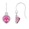 Glistening Jewels 10k Gold 5mm Heart Shape Pink Topaz Drop Earrings In Pink