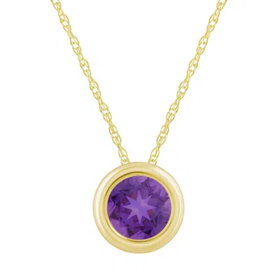 Glistening Jewels 10k Gold 5mm Round Amethyst Pendant Necklace
