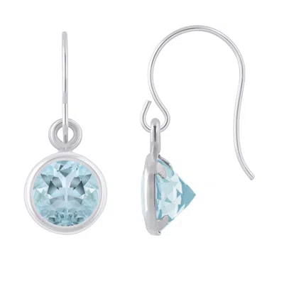 Glistening Jewels 10k Gold 5mm Round Aquamarine Drop Earrings In Metallic