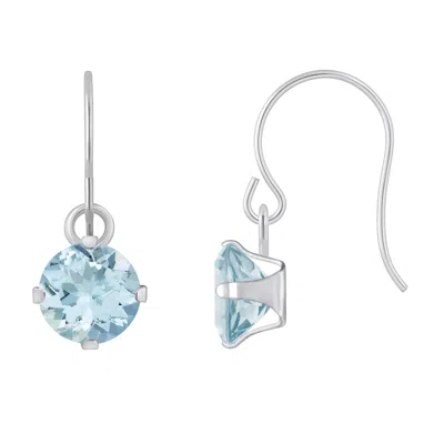 Glistening Jewels 10k Gold 5mm Round Aquamarine Drop Earrings In Multi