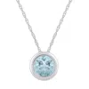 Glistening Jewels 10k Gold 5mm Round Aquamarine Pendant Necklace In Metallic