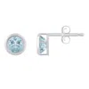 Glistening Jewels 10k Gold 5mm Round Aquamarine Stud Earrings In Blue