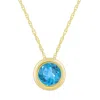 Glistening Jewels 10k Gold 5mm Round Blue Topaz Pendant Necklace In Gold