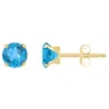Glistening Jewels 10k Gold 5mm Round Blue Topaz Stud Earrings In Multi