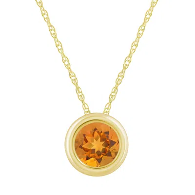 Glistening Jewels 10k Gold 5mm Round Citrine Pendant Necklace