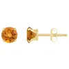 Glistening Jewels 10k Gold 5mm Round Citrine Stud Earrings In Gold