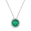 Glistening Jewels 10k Gold 5mm Round Created Emerald Pendant Necklace In Green