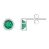 Glistening Jewels 10k Gold 5mm Round Created Emerald Stud Earrings In Green