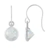 Glistening Jewels 10k Gold 5mm Round Created Opal Drop Earrings In Blue