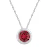 Glistening Jewels 10k Gold 5mm Round Created Ruby Pendant Necklace In Pink
