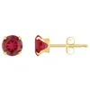 Glistening Jewels 10k Gold 5mm Round Created Ruby Stud Earrings In Red
