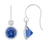Glistening Jewels 10k Gold 5mm Round Created Sapphire Drop Earrings In Blue