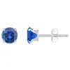 Glistening Jewels 10k Gold 5mm Round Created Sapphire Stud Earrings In Blue