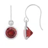 Glistening Jewels 10k Gold 5mm Round Garnet Drop Earrings In Red