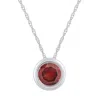 Glistening Jewels 10k Gold 5mm Round Garnet Pendant Necklace In Yellow