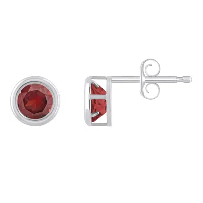 Glistening Jewels 10k Gold 5mm Round Garnet Stud Earrings In Metallic