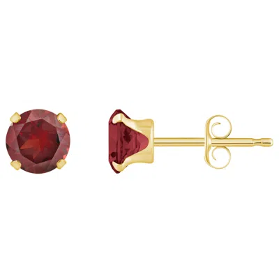 Glistening Jewels 10k Gold 5mm Round Garnet Stud Earrings In Red