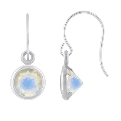 Glistening Jewels 10k Gold 5mm Round Moonstone Drop Earrings In Metallic