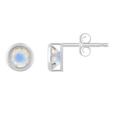 Glistening Jewels 10k Gold 5mm Round Moonstone Stud Earrings In Metallic