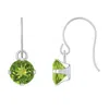 Glistening Jewels 10k Gold 5mm Round Peridot Drop Earrings In Green