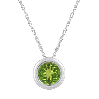 Glistening Jewels 10k Gold 5mm Round Peridot Pendant Necklace In Green