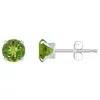 Glistening Jewels 10k Gold 5mm Round Peridot Stud Earrings In Brown
