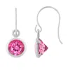 Glistening Jewels 10k Gold 5mm Round Pink Topaz Drop Earrings In Pink