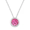 Glistening Jewels 10k Gold 5mm Round Pink Topaz Pendant Necklace In Pink