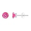 Glistening Jewels 10k Gold 5mm Round Pink Topaz Stud Earrings In Pink