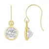 Glistening Jewels 10k Gold 5mm Round White Topaz Drop Earrings In Gold
