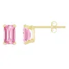 Glistening Jewels 10k Gold 5x3mm Emerald Cut Pink Cubic Zirconia Stud Earrings In Brown