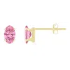 Glistening Jewels 10k Gold 5x3mm Oval Pink Cubic Zirconia Stud Earrings In Pink