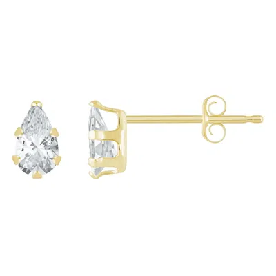 Glistening Jewels 10k Gold 5x3mm Pear Shape Cubic Zirconia Stud Earrings