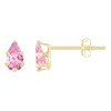 Glistening Jewels 10k Gold 5x3mm Pear Shape Pink Cubic Zirconia Stud Earrings In Metallic