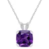 Glistening Jewels 10k Gold 6mm Cushion Amethyst Pendant Necklace In Multi