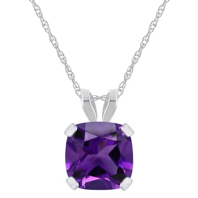 Glistening Jewels 10k Gold 6mm Cushion Amethyst Pendant Necklace In Multi