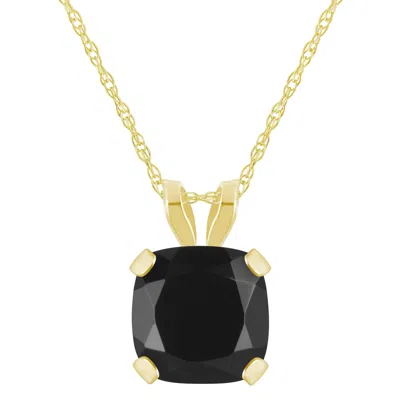 Glistening Jewels 10k Gold 6mm Cushion Black Onyx Pendant Necklace In Multi