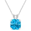 Glistening Jewels 10k Gold 6mm Cushion Blue Topaz Pendant Necklace In Multi