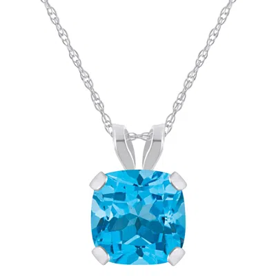 Glistening Jewels 10k Gold 6mm Cushion Blue Topaz Pendant Necklace In Multi
