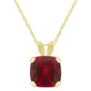 Glistening Jewels 10k Gold 6mm Cushion Created Ruby Pendant Necklace In Multi