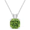 Glistening Jewels 10k Gold 6mm Cushion Peridot Pendant Necklace In Multi