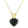 Glistening Jewels 10k Gold 6mm Heart Shape Black Onyx Pendant Necklace In Multi