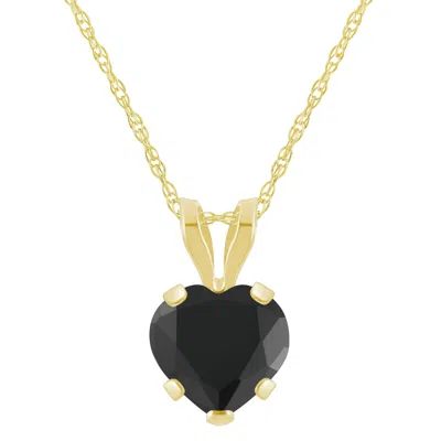 Glistening Jewels 10k Gold 6mm Heart Shape Black Onyx Pendant Necklace In Multi