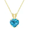 Glistening Jewels 10k Gold 6mm Heart Shape Blue Topaz Pendant Necklace In Multi