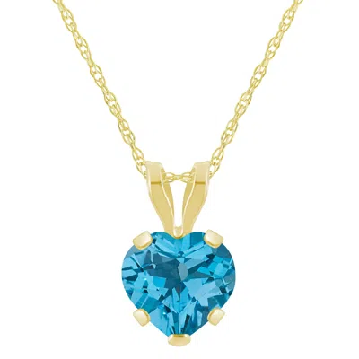 Glistening Jewels 10k Gold 6mm Heart Shape Blue Topaz Pendant Necklace In Multi