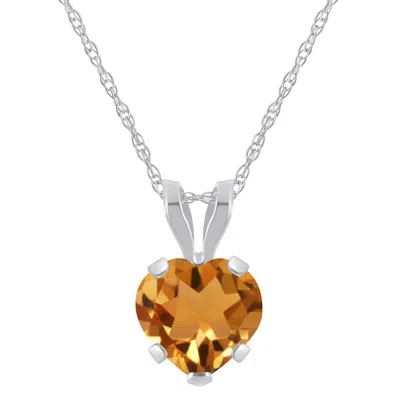 Glistening Jewels 10k Gold 6mm Heart Shape Citrine Pendant Necklace In Multi