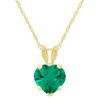 Glistening Jewels 10k Gold 6mm Heart Shape Created Emerald Pendant Necklace In Multi