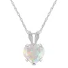 Glistening Jewels 10k Gold 6mm Heart Shape Created Opal Pendant Necklace In White